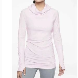 Athleta light pink tunic hooded pullover sweater m